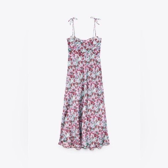NWT Zara Satin Floral Spaghetti Strap Slip Dress Size US XS - Picture 3 of 14